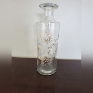 Vintage Clear Glass Decanter 4 Seasons Design Stitzel Weller Old Fitzgerald